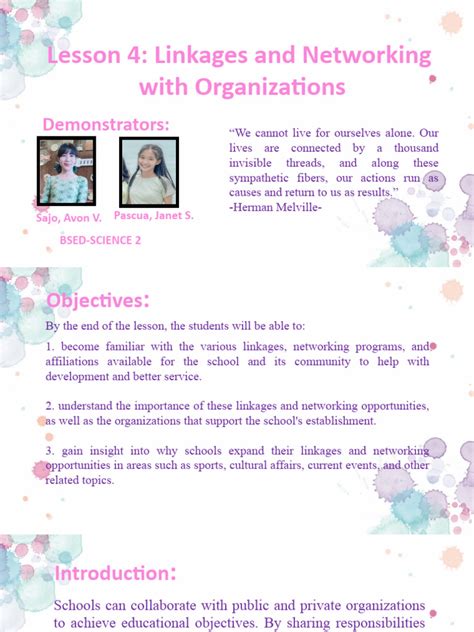 Chapter 2 Lesson 4 Linkages and Networking with Organizations.
